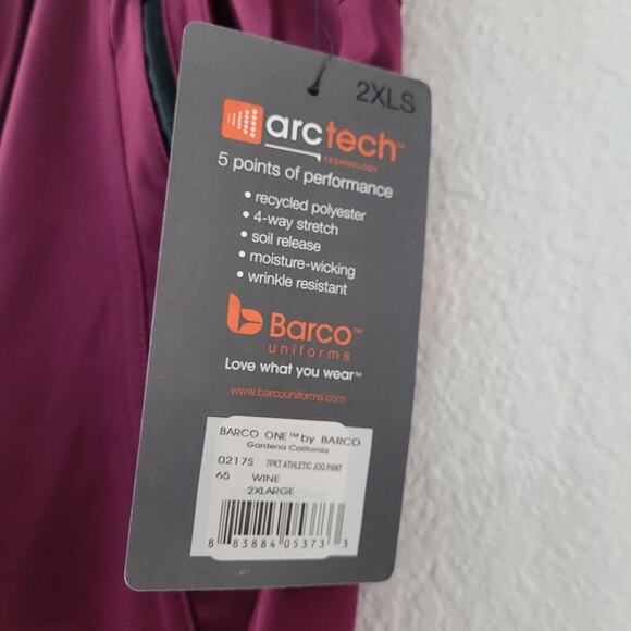 Barco One 0217 Men's Athletic Jogger Scrub Pants Size 2X - Wine- NWT - Picture 10 of 13